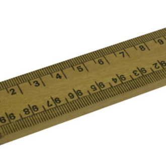 RULE WOOD 1 METRE HORIZONTAL SCALE BRASS TIPPED