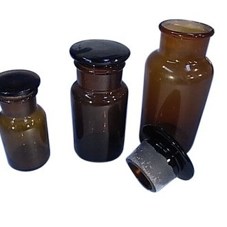 BOTTLE REAGENT AMBER GLASS  125ml WIDE MOUTH & GLASS STOPPER