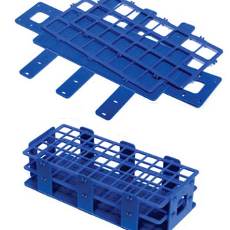 RACK TEST TUBE POLYPROPYLENE 24x25mm TUBES 3x8 ROWS BLUE