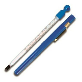 THERMOMETER POCKET 155mm RED SPIRIT  -30/50 DEG C BLUE PLASTIC CASE