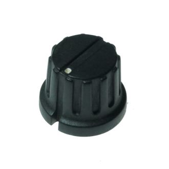 KNOB PLASTIC 20mm BLACK NOTCHED 6.4mm SHAFT SMALL