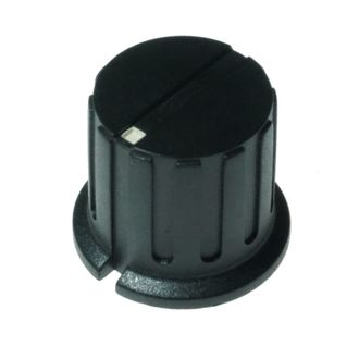 KNOB PLASTIC 24mm BLACK NOTCHED 6.4mm SHAFT MEDIUM