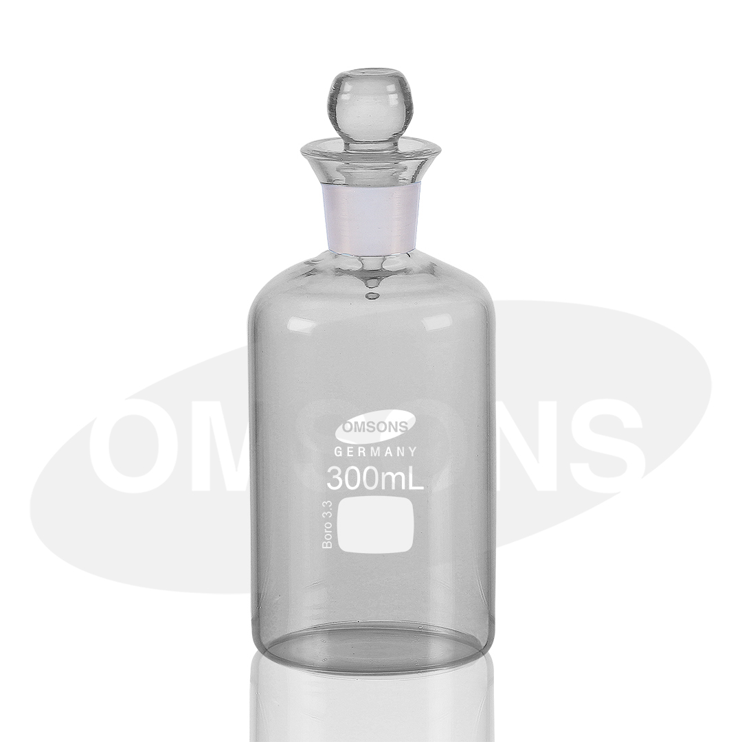 BOTTLE BOD CLEAR GLASS WITH GLASS STOPPER 300ml