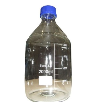 BOTTLE REAGENT GLASS GRADUATED WITH BLUE SCREW CAP  2000ml