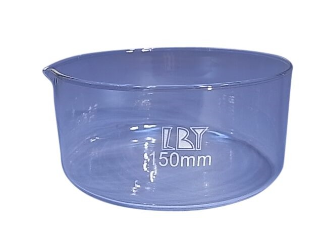 DISH CRYSTALLIZING BORO GLASS 150mm d WITH SPOUT