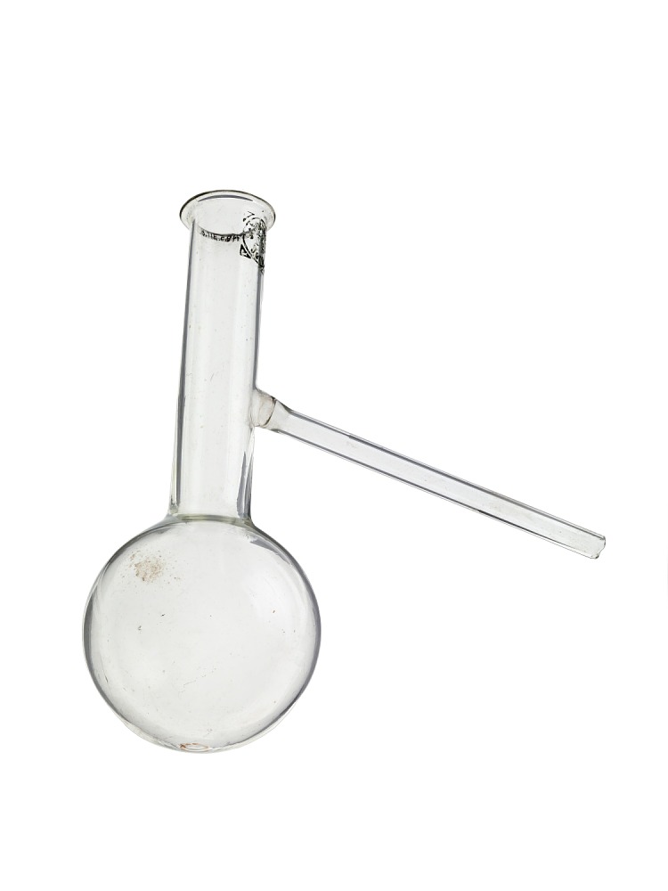 FLASK DISTILLING GLASS  150ml WITH SIDE TUBE