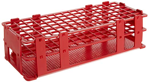 RACK TEST TUBE POLYPROPYLENE RED 90x13mm TUBES 6x15ROWS