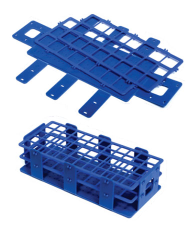 RACK TEST TUBE POLYPROPYLENE 24x25mm TUBES 3x8 ROWS BLUE