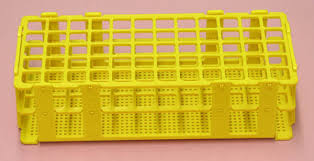 RACK TEST TUBE POLYPROPYLENE  60x16mm TUBES 5x12 ROWS  YELLOW