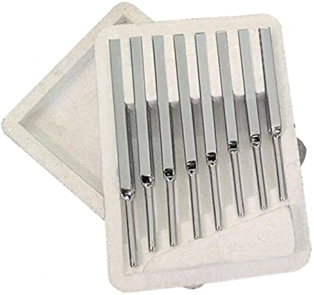 TUNING FORK CHROME PLATED SET 8 IN FOAM CASE